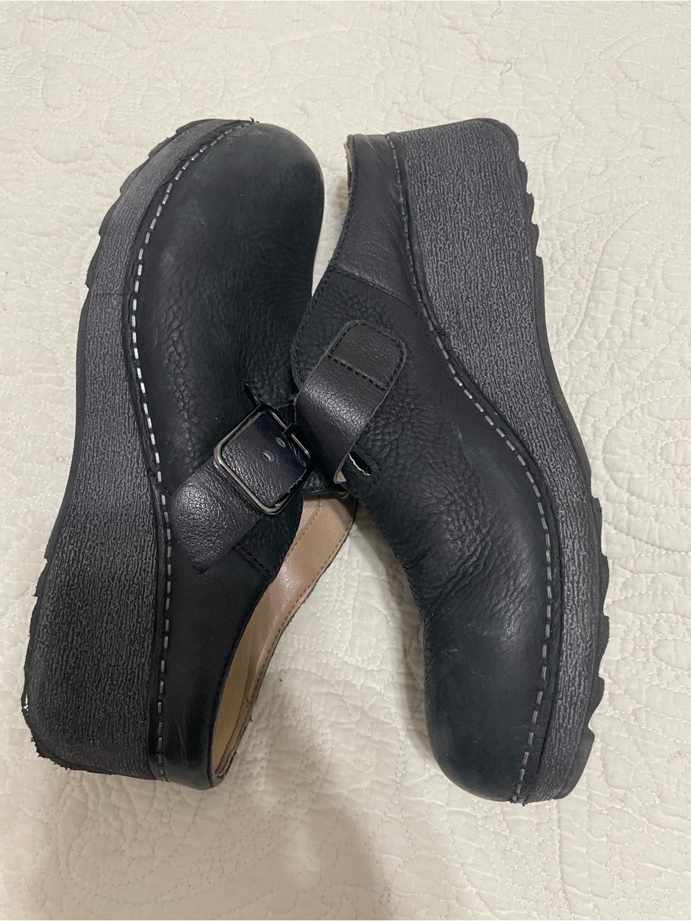 Dansko Black Leather Clogs Size 38